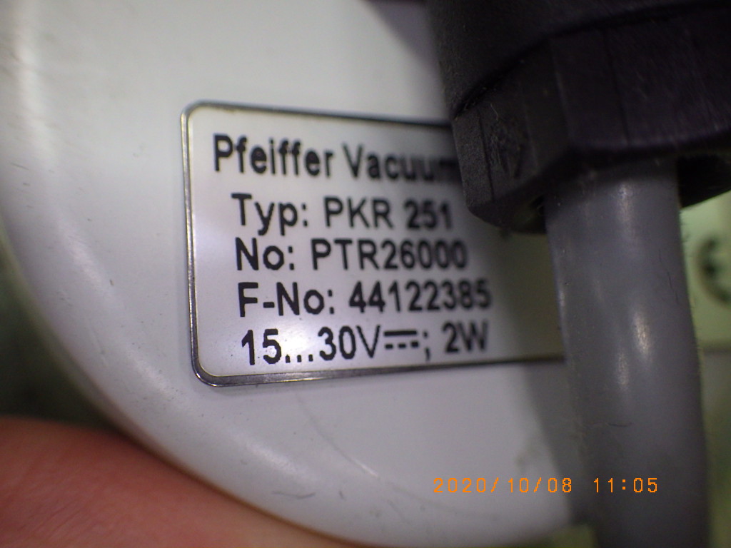 中古機 ファイファー Pfeiffer製真空計 Compact Full Range Gauge 型式pkr 251の詳細情報