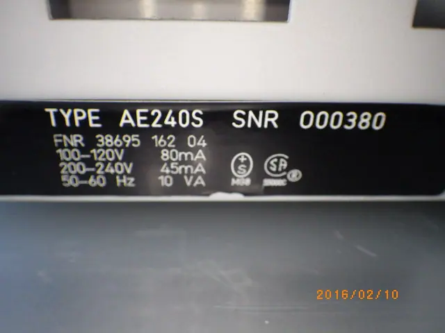 メトラートレド AE240 銘板写真(2/2)