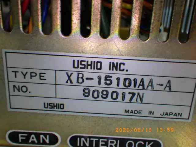 ウシオ電機 Ushio XB-15101AA-A 銘板写真(2/2)