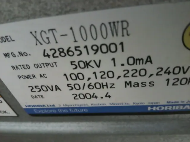 堀場製作所 XGT-1000WR 銘板写真(2/2)