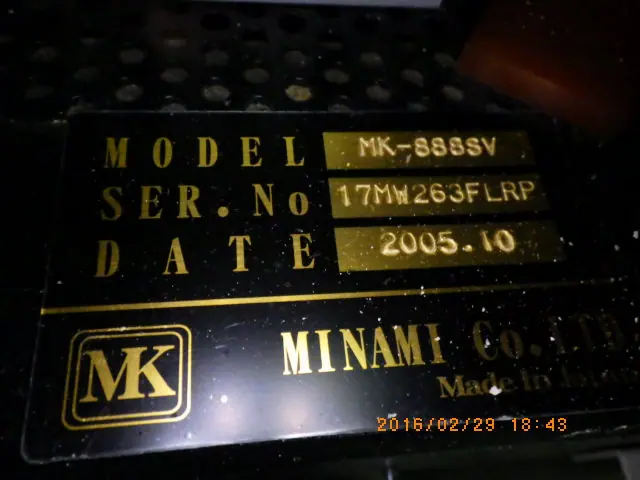 ミナミ MINAMI MK-888SV 銘板写真(2/2)