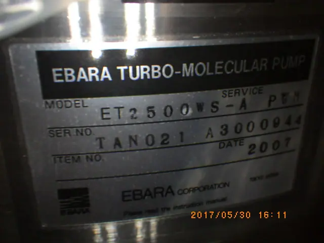荏原製作所 Ebara ET2500WS-A 銘板写真(2/2)