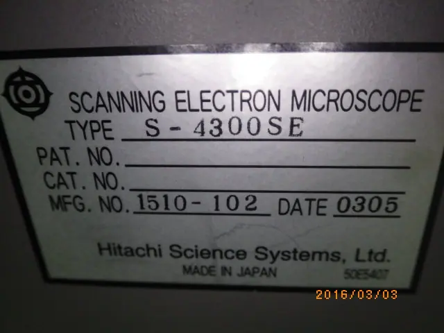 日立 Hitachi S-4300SE 銘板写真(2/2)