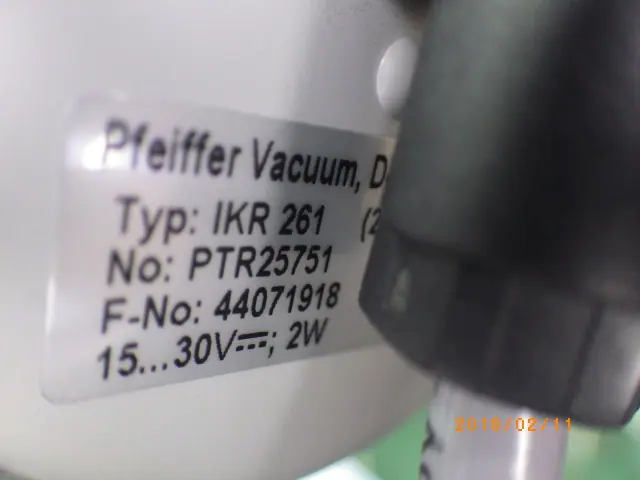 ファイファー Pfeiffer IKR261 銘板写真(2/2)