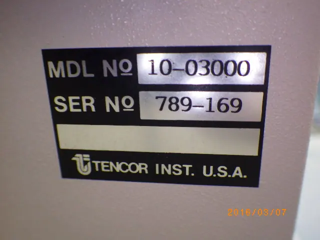 テンコール TENCOR DPS-103 銘板写真(2/2)