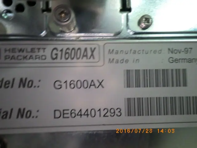 キーサイト(HP/アジレント) Keysight G1600AX 銘板写真(2/2)