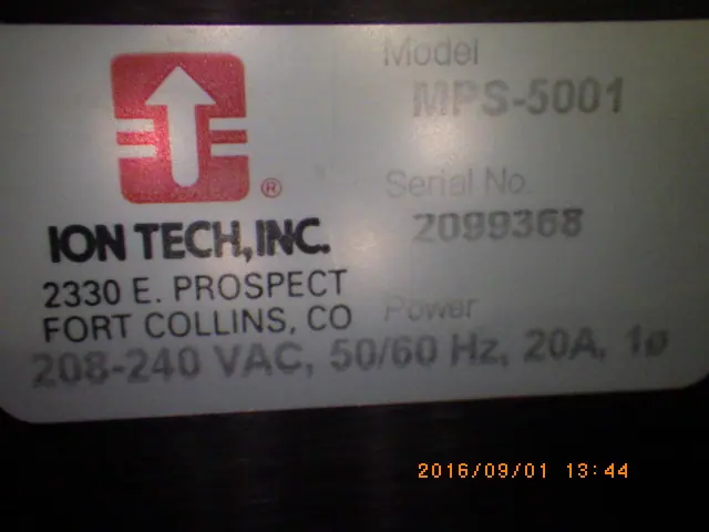 ion-tech MPS-5001 銘板写真(2/2)