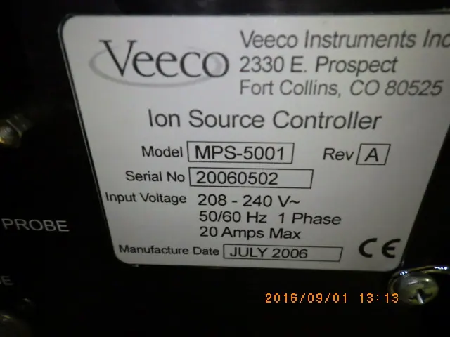 Veeco MPS-5001 銘板写真(2/2)