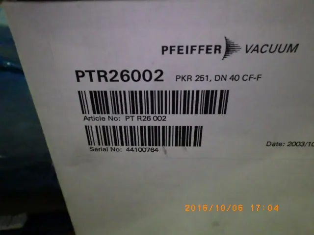 ファイファー Pfeiffer PKR251 銘板写真(2/2)