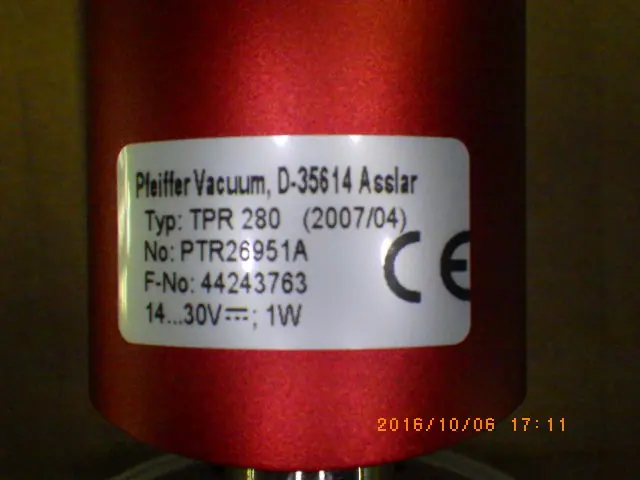 ファイファー Pfeiffer TPR280 銘板写真(2/2)