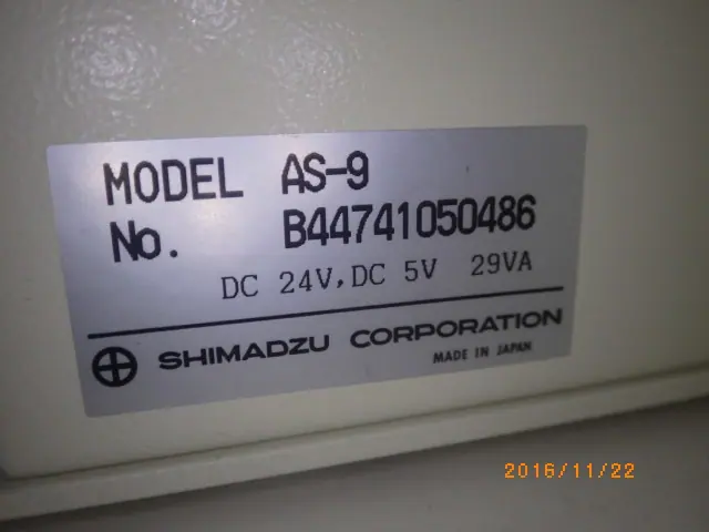 島津製作所 Shimadzu AS-9 銘板写真(2/2)