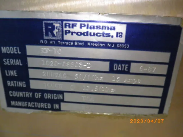 RF POWER PRODUCTS RF-10 銘板写真(2/2)