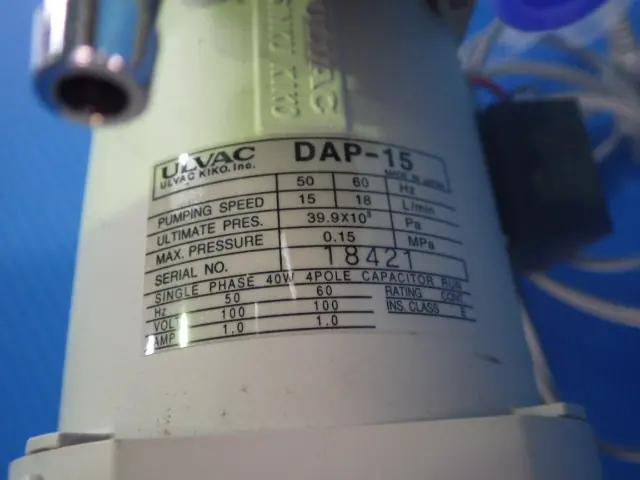 アルバック Ulvac DAP-15 銘板写真(2/2)