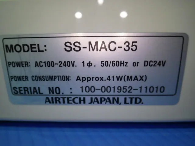 日本エアーテック Airtech SS-MAC-35 銘板写真(2/2)