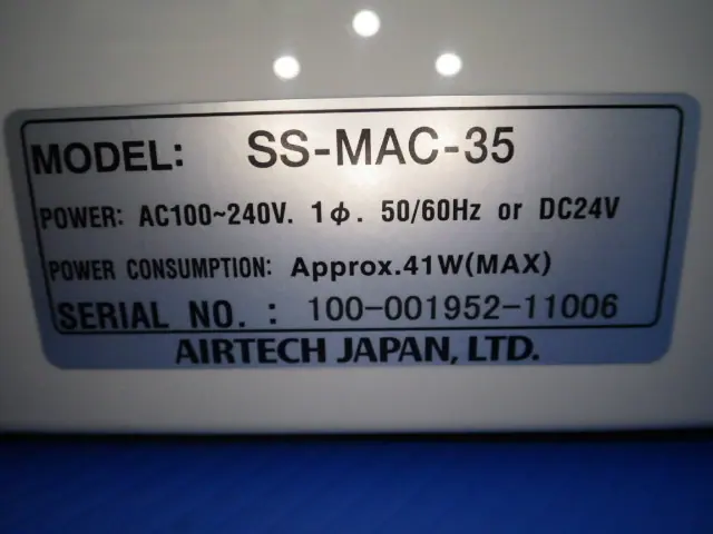 日本エアーテック Airtech SS-MAC-35 銘板写真(2/2)