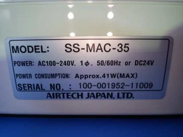 日本エアーテック Airtech SS-MAC-35 銘板写真(2/2)