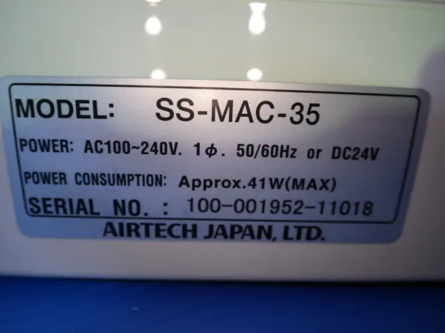 日本エアーテック Airtech SS-MAC-35 銘板写真(2/2)