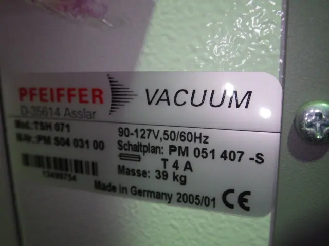 ファイファー Pfeiffer TSH071 銘板写真(2/2)
