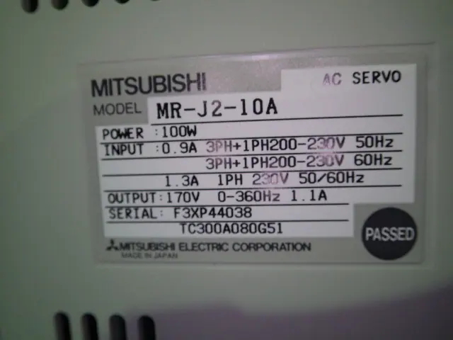 三菱電機 Mitsubishi MR-J2-10A 銘板写真(2/2)