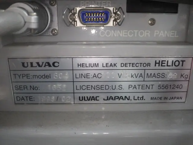 アルバック Ulvac HELIOT304 銘板写真(2/2)