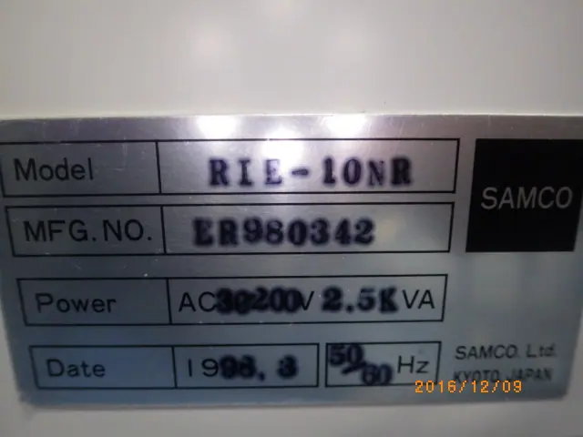 サムコ Samco RIE-10NR 銘板写真(2/2)