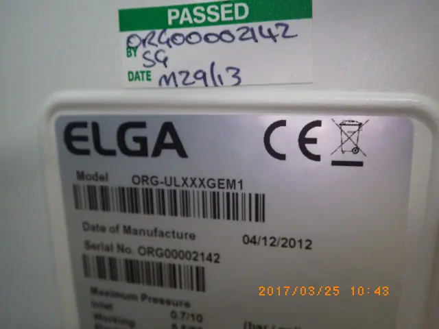 ELGA ORG-ULXXXGEM1 銘板写真(2/2)