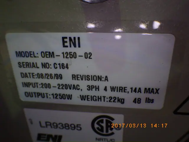 Eni OEM-1250-02 銘板写真(2/2)