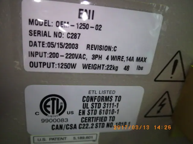 Eni OEM-1250-02 銘板写真(2/2)
