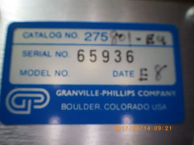 Granville-Phillips No275 銘板写真(2/2)
