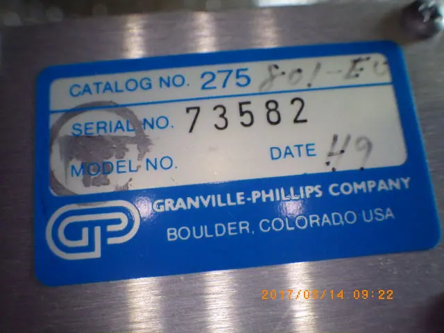 Granville-Phillips No275 銘板写真(2/2)