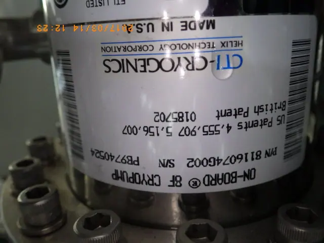 CTI-CRYOGENICS ON-BOARD 8F 銘板写真(2/2)