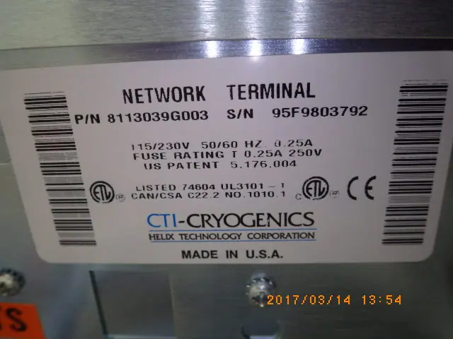 CTI-CRYOGENICS 8113039G003 銘板写真(2/2)