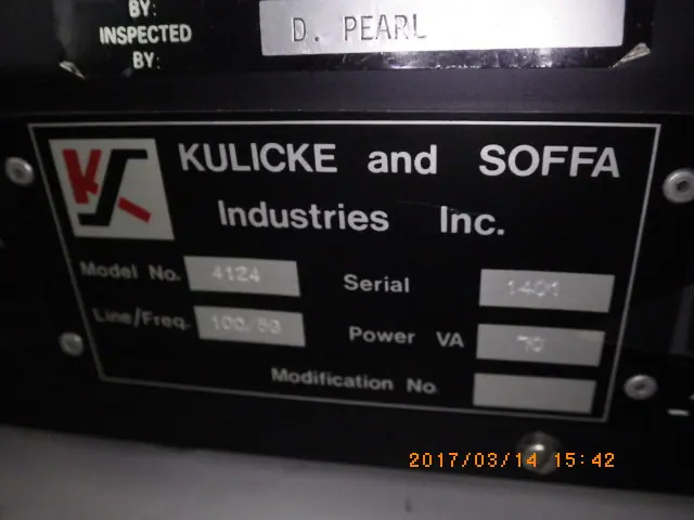 Kulicke&Soffa Model 4124 銘板写真(2/2)