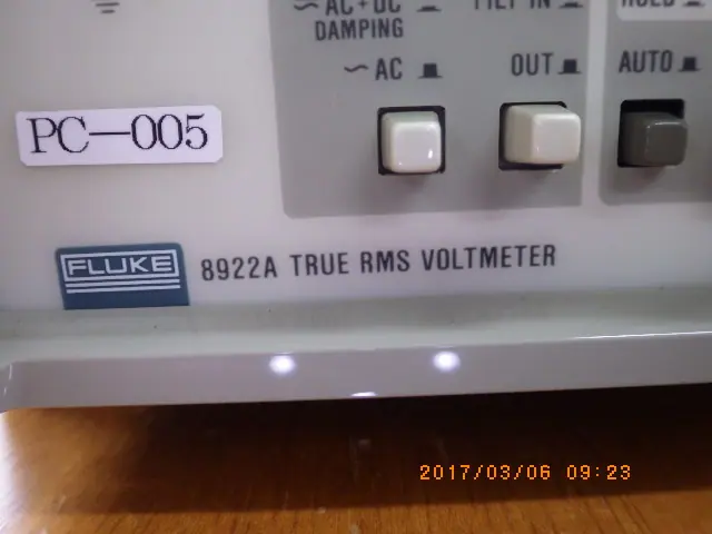 フルーク FLUKE 8922A 銘板写真(2/2)