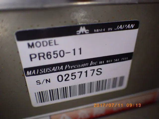 松定プレシジョン Matsusada PR650-11A 銘板写真(2/2)