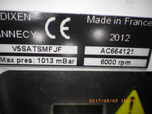 Adixen ACP15 銘板写真(2/2)