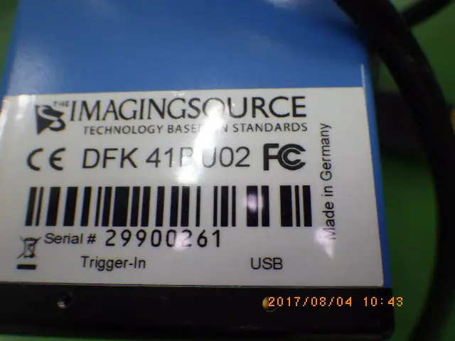 IMAGING SOURCE DFK41BU02 銘板写真(2/2)