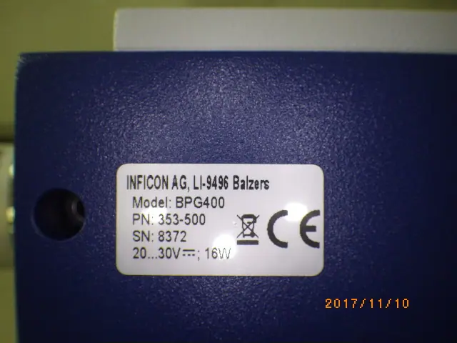 インフィコン Inficon BPG400 銘板写真(2/2)