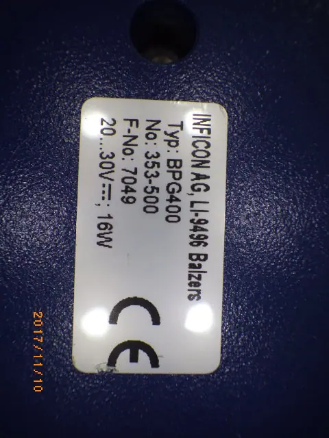 インフィコン Inficon BPG400 銘板写真(2/2)