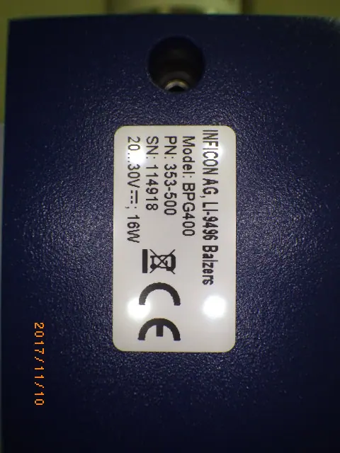 インフィコン Inficon BPG400 銘板写真(2/2)