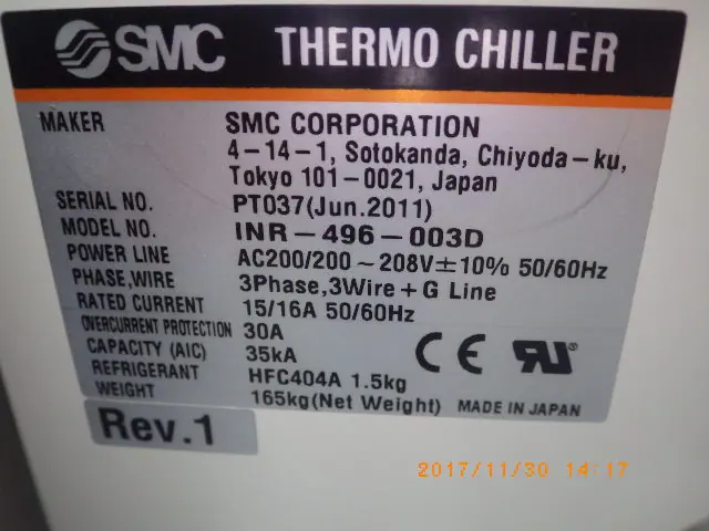 SMC INR-496-003D 銘板写真(2/2)