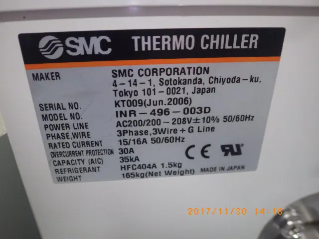 SMC INR-496-003D 銘板写真(2/2)
