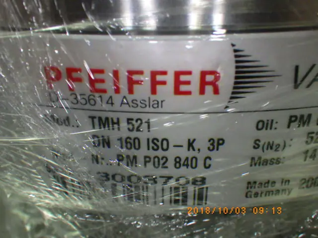 ファイファー Pfeiffer TMH521 銘板写真(2/2)