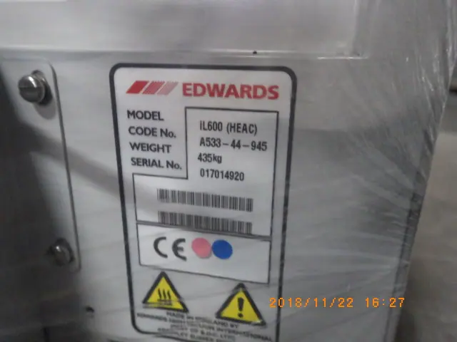 エドワーズ Edwards iL600(HEAC) 銘板写真(2/2)