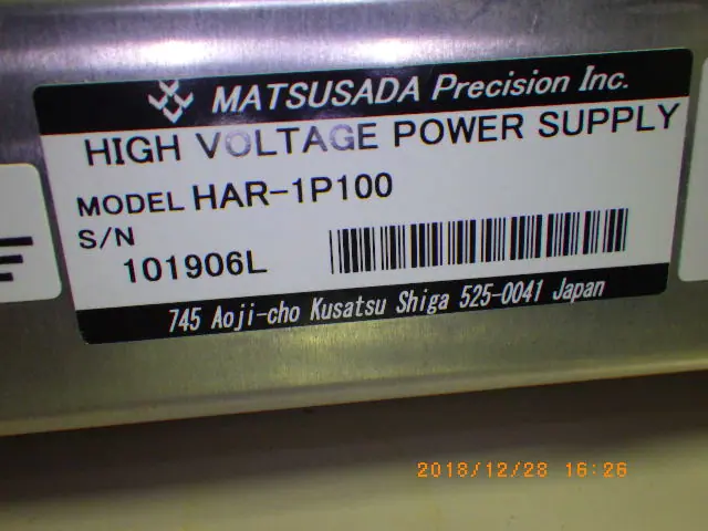松定プレシジョン Matsusada HAR-1P100 銘板写真(2/2)