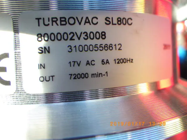 ライボルト Leybold TURBOVAC SL80C 銘板写真(2/2)