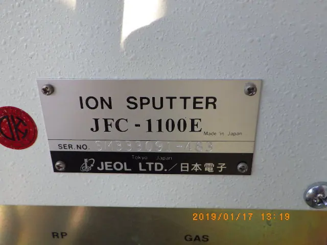 日本電子 Jeol JFC-1100E 銘板写真(2/2)