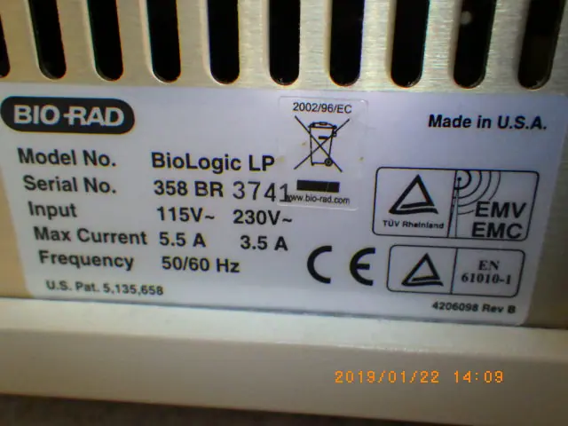 バイオ・ラッド ラボラトリーズ Biologic LP 銘板写真(2/2)