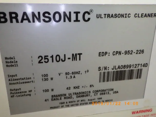 ブランソン Branson 2510J-MT 銘板写真(2/2)