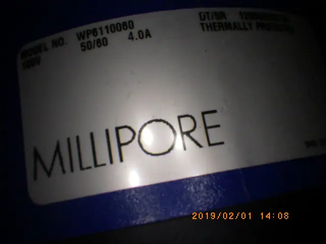 ミリポア Millipore WP6110060 銘板写真(2/2)